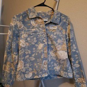 Muted Blue & Cream Floral Jacket Petite Size